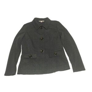 ✨️4 For $20✨️ jacket Womens Small petite gray 3 button jersey knit Career Preppy